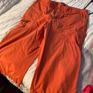 Orange Capri pants, cotton